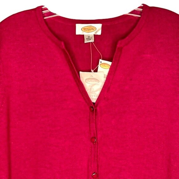 Talbots Silk Blend Notched Neckline Cardigan - Magenta - M - Picture 3 of 9